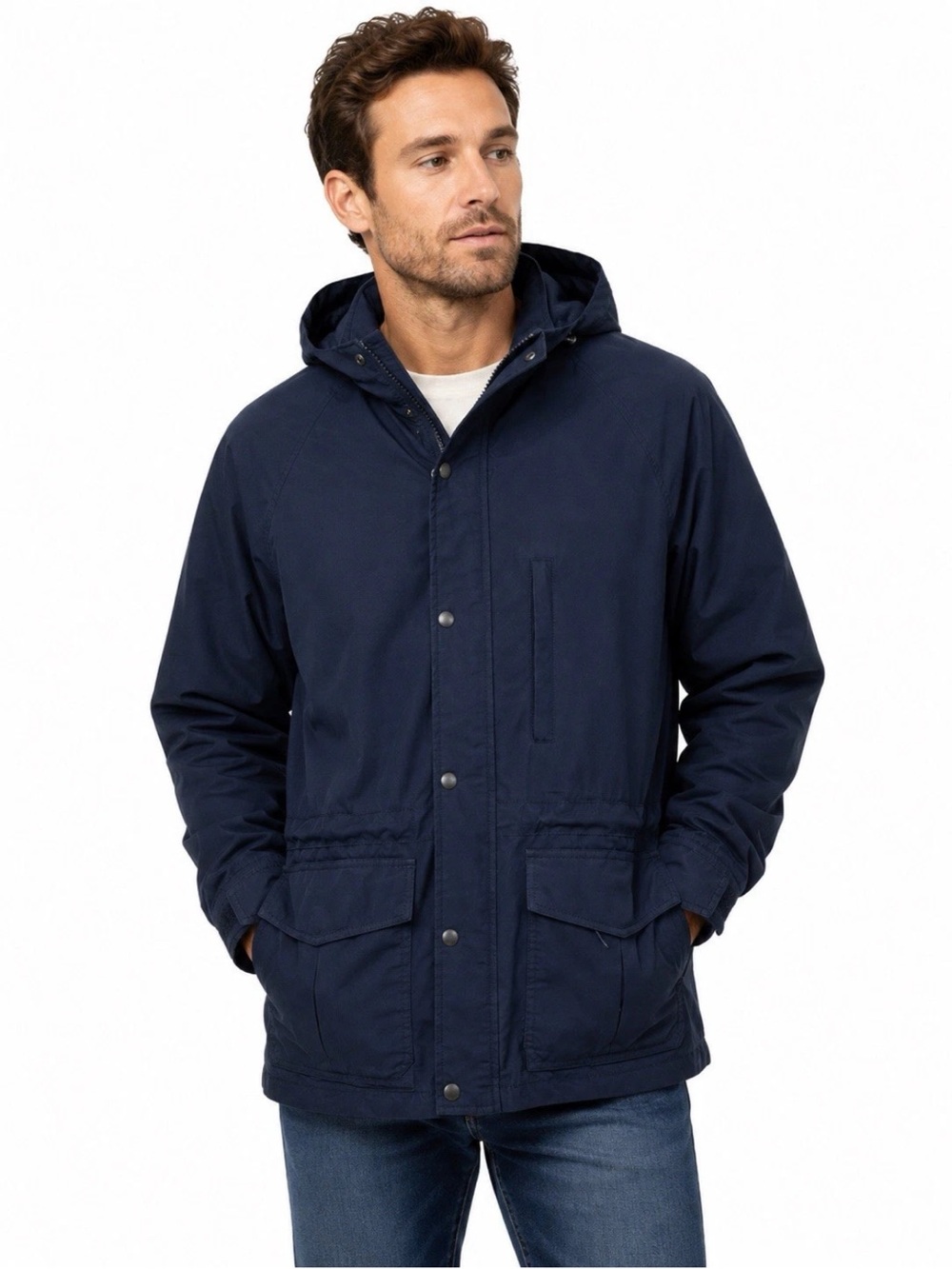 Vintage Cabela's Gore-Tex Parka Chore Jacket Navy Blue Mens M Waterproof Hooded